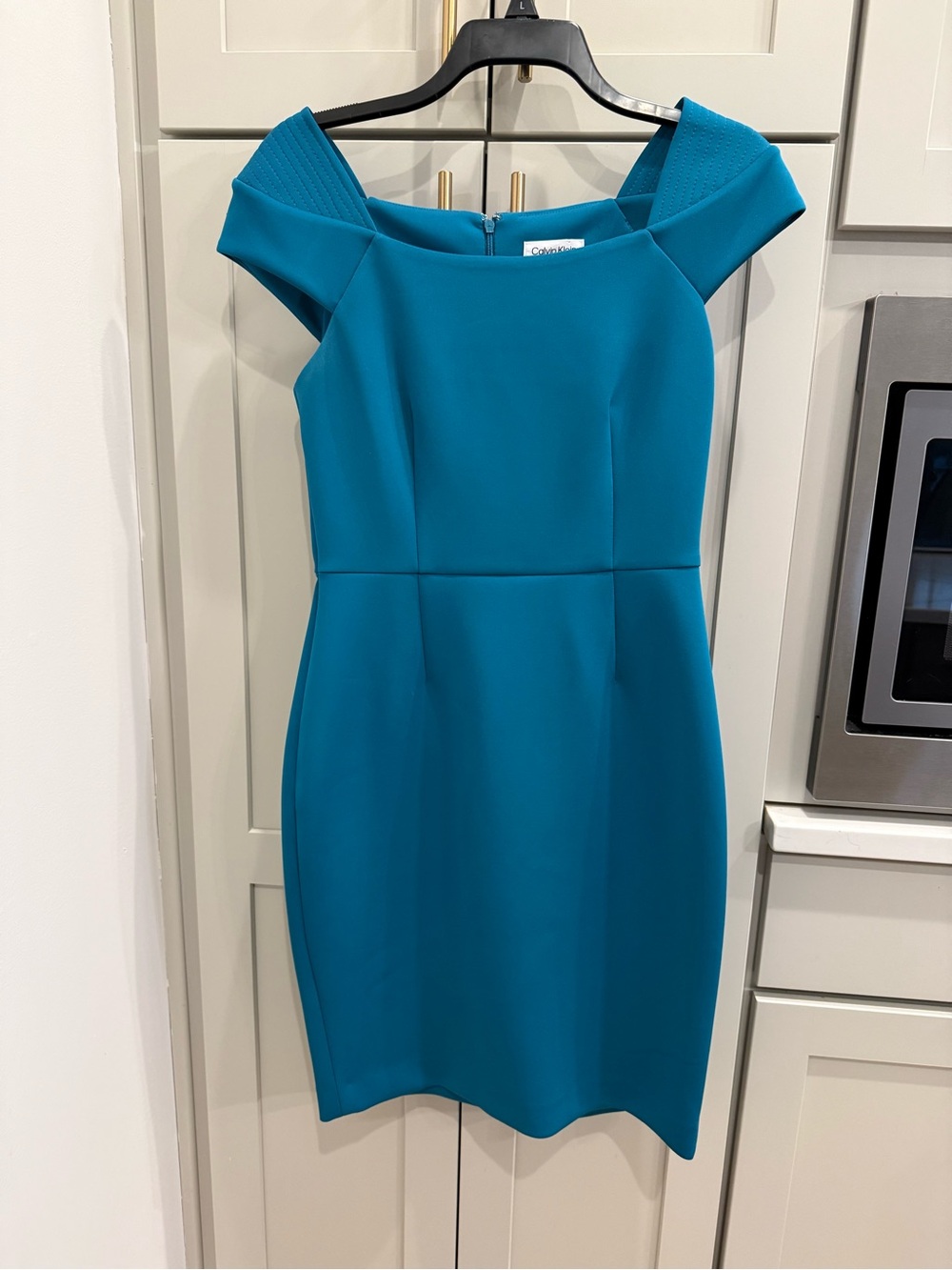 Calvin Klein Sheath Dress Dark Teal Sleeveless Knee Length Size 6